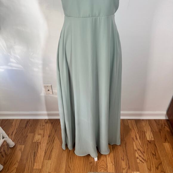 Birdy Grey DEVIN CONVERTIBLE DRESS Women M CHIFFON SAGE BRIDEMAID WEDDING - Picture 8 of 15